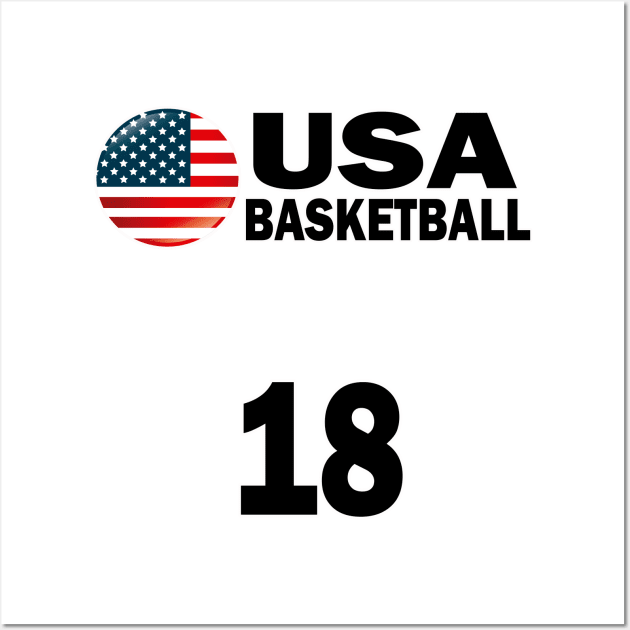 USA Basketball Number 18 T-shirt Design Wall Art by werdanepo